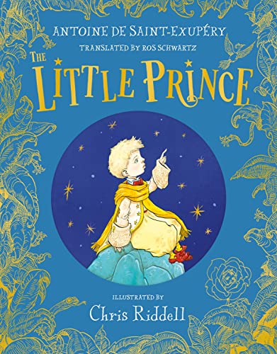 Book cover of "The Little Prince" with a boy pointing at stars.
