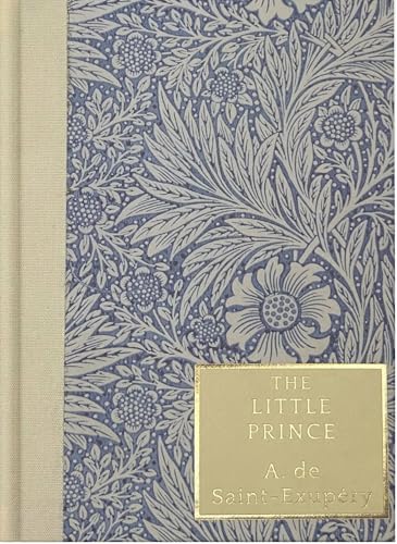 Hardcover book with blue and white floral pattern and a gold title plate.