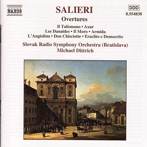 CD cover for Salieri’s Overtures featuring a classical building painting.