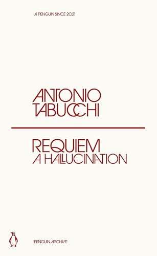 Book cover: "Requiem: A Hallucination" by Antonio Tabucchi, red text on white.