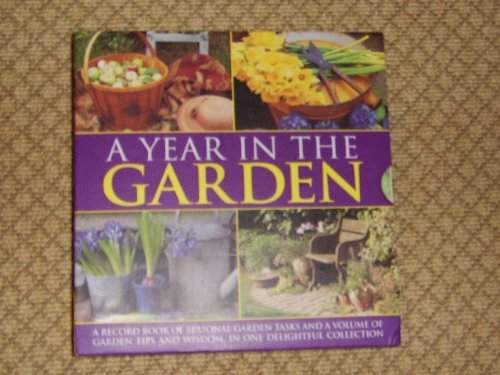 Gardening book cover with produce, flowers, and garden scenes.