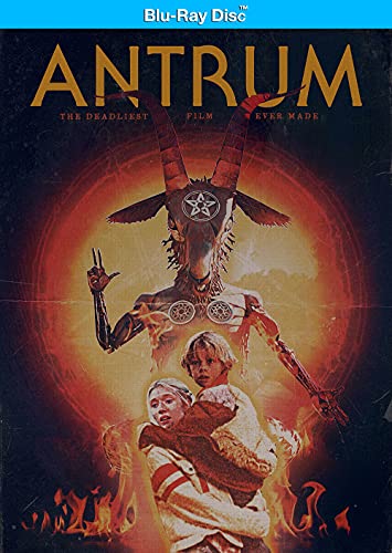 Antrum" Blu-ray cover featuring a demonic goat and two children in red light.