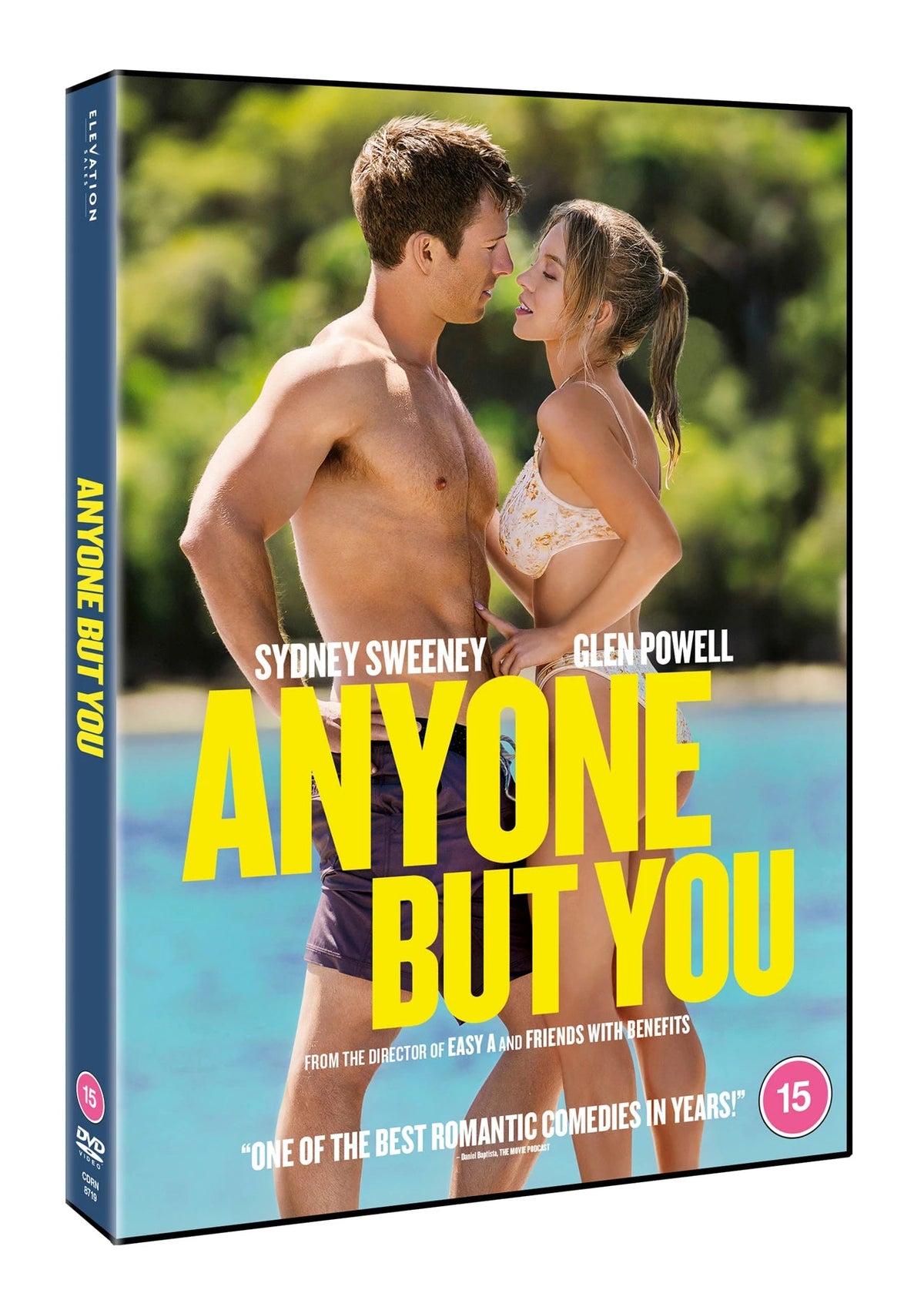 DVD cover for Anyone But You featuring a man and woman in swimwear.