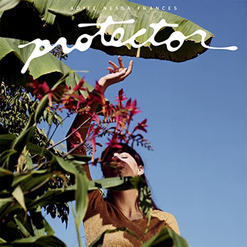 Album cover for Aoife Nessa Frances’ “Protector” featuring tropical foliage and a person.