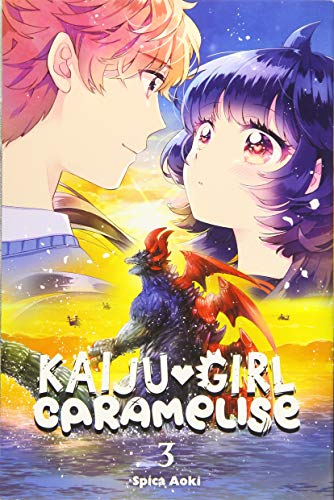 Manga cover featuring two young people and a small, winged kaiju creature.