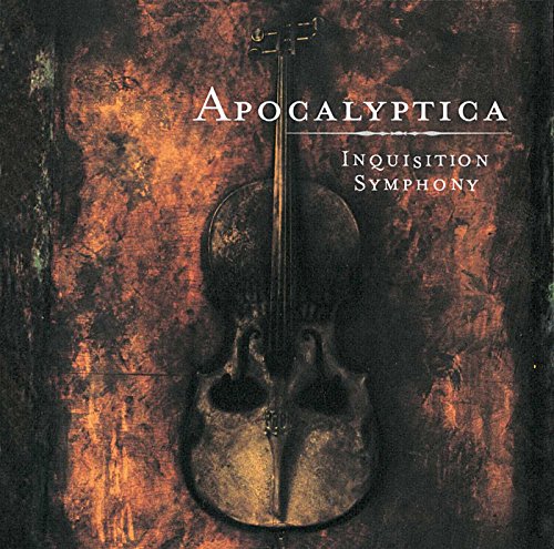 Cello with a skull shape, album cover for Apocalyptica’s “Inquisition Symphony.”