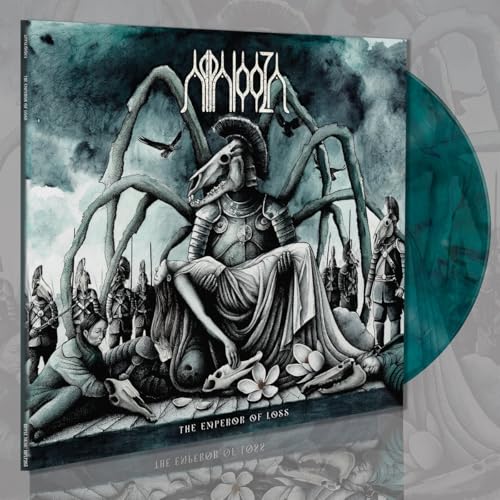 Vinyl record cover featuring a skeletal figure in armor with a teal record.