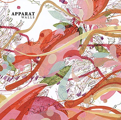 Album cover for Apparat's "Walls" with abstract floral and line art.