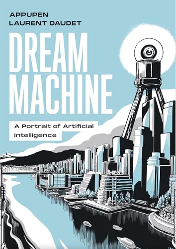 Book cover with stylized city illustration and a lightbulb-shaped machine.
