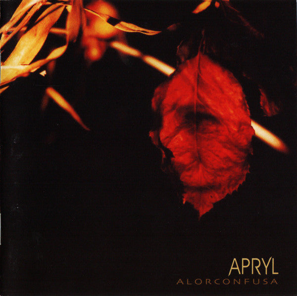 CD cover for Apryl’s “Alorconfusa” featuring a blurred, red leaf image.
