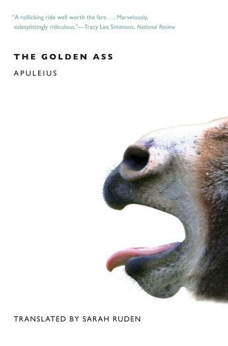 Book cover: "The Golden Ass" featuring a donkey’s snout and mouth.