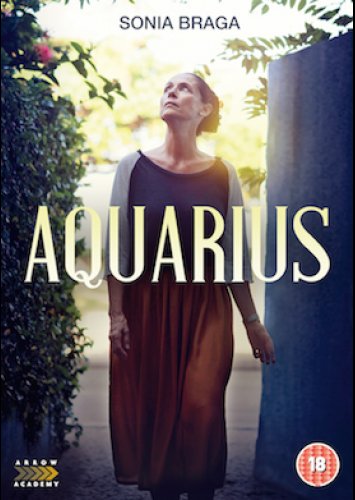 DVD cover for "Aquarius" featuring a woman in a long dress standing beside a pillar.