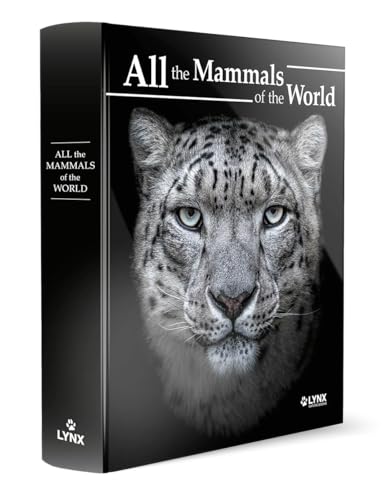Black book cover featuring a snow leopard’s face, titled “All the Mammals.”