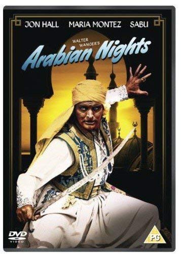 Arabian Nights" DVD cover featuring a man in traditional clothing with a sword.