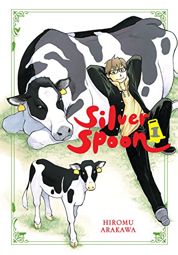 Manga cover featuring a boy with cows, titled "Silver Spoon, Vol. 1".