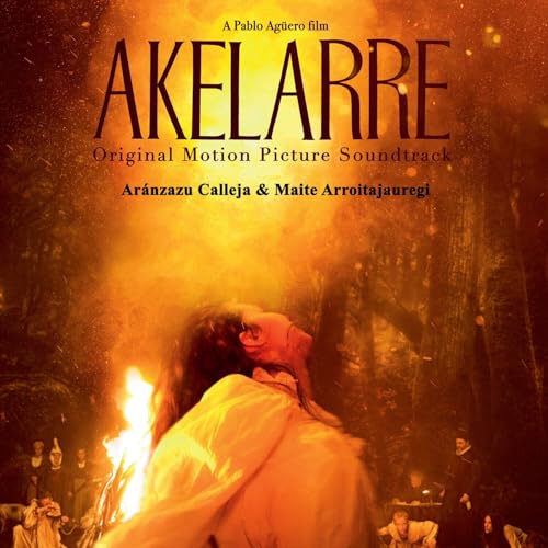 CD cover for “Akelarre” soundtrack, featuring a woman near a fire.