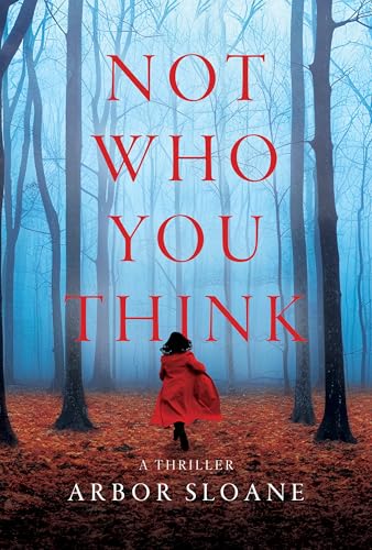 Book cover: woman in red cloak walking away in a misty forest.