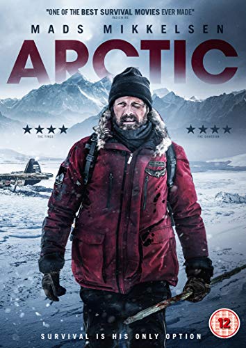 DVD cover for "Arctic" featuring Mads Mikkelsen in a snowy landscape.