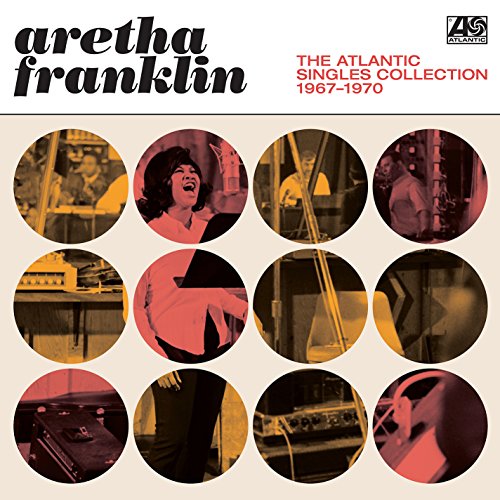 Aretha Franklin album cover with circular studio photos in warm tones.