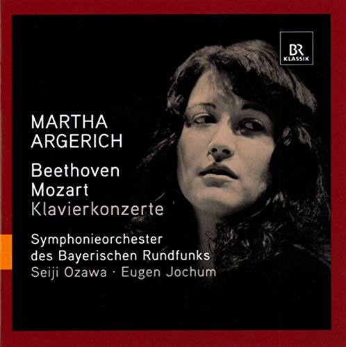 CD cover featuring pianist Martha Argerich, Beethoven and Mozart concertos.