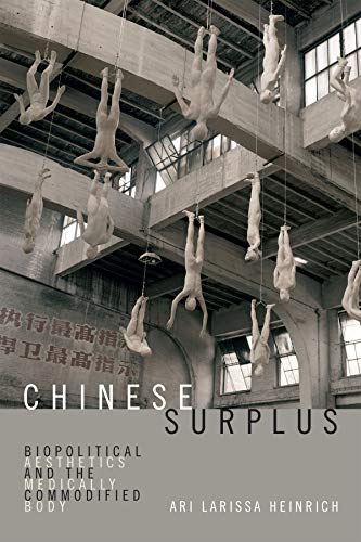 Book cover with suspended human forms and large title: "Chinese Surplus".