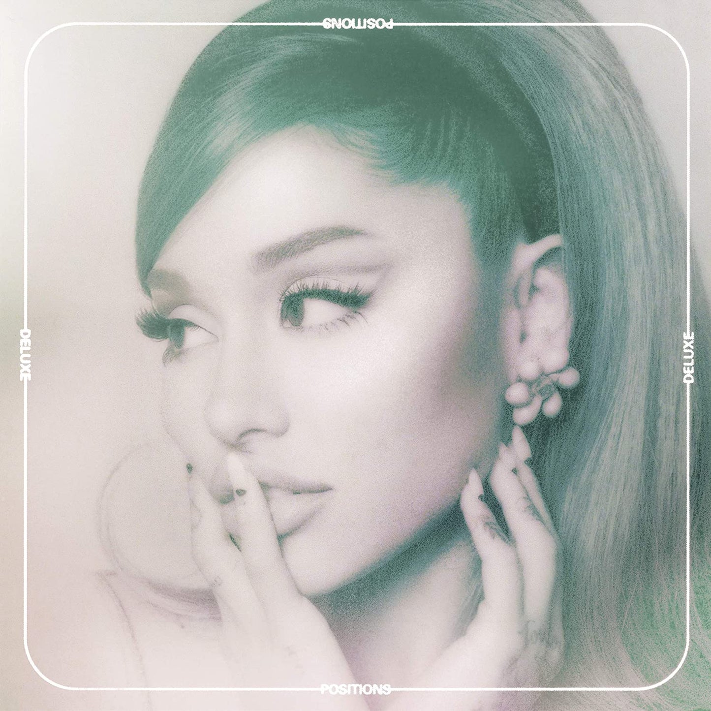 Ariana Grande album cover, “Positions,” featuring a close-up portrait.