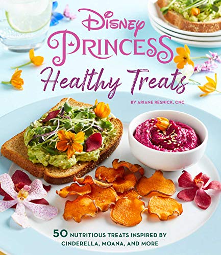 Disney Princess cookbook with avocado toast, dip, and sweet potato chips.