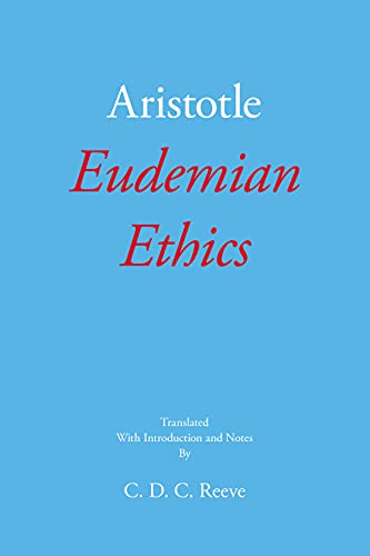 Book cover for Aristotle's Eudemian Ethics, translated by C. D. C. Reeve, blue background.