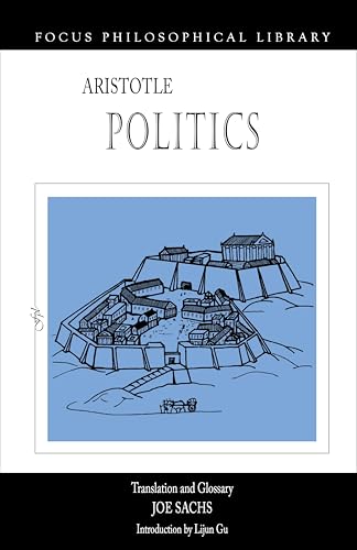 Book cover: "Politics" by Aristotle, featuring a sketched ancient city.