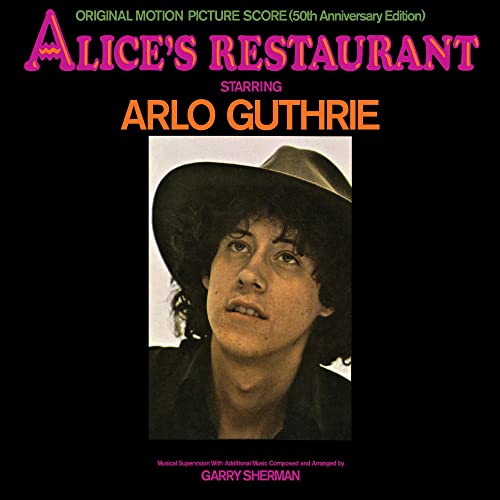 CD cover for Arlo Guthrie’s “Alice’s Restaurant” featuring his portrait.