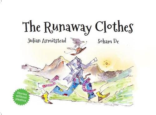 Book cover: illustrated clothes running across a mountainous landscape.