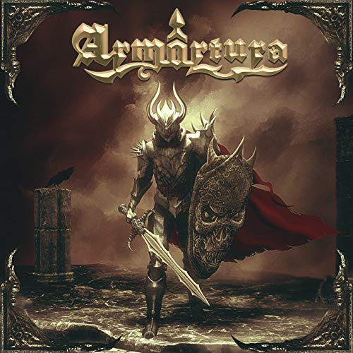 CD cover: armored knight with sword and shield, dark fantasy scene.