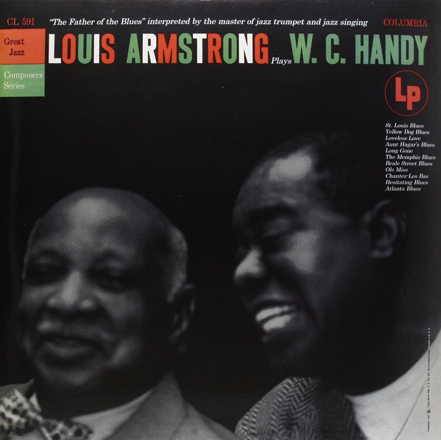 Louis Armstrong album cover, "Plays W.C. Handy," featuring a portrait.