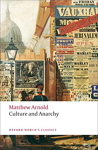 Book cover for "Culture and Anarchy" by Matthew Arnold, with collage imagery.