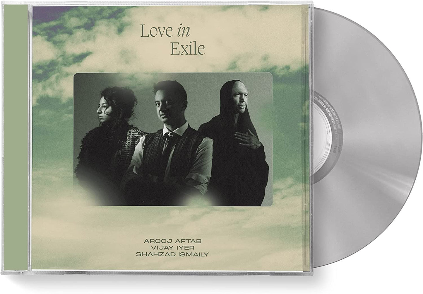 CD case with three figures against a cloudy, muted green background.