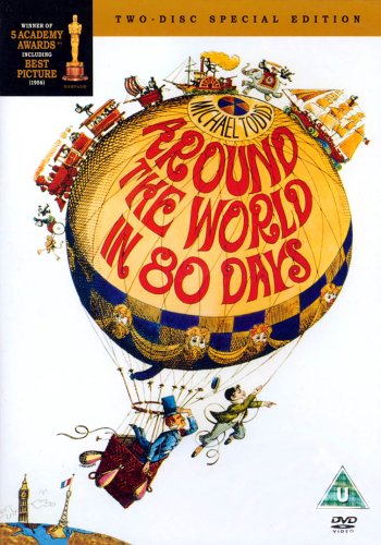 DVD cover for “Around The World In 80 Days” featuring a hot air balloon.