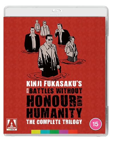 Blu-ray cover for “Battles Without Honour and Humanity” featuring silhouetted figures.