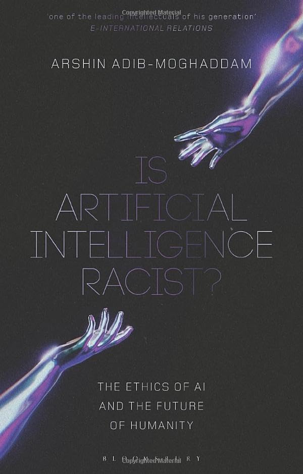 Book cover: “Is Artificial Intelligence Racist?” with robotic hands imagery.