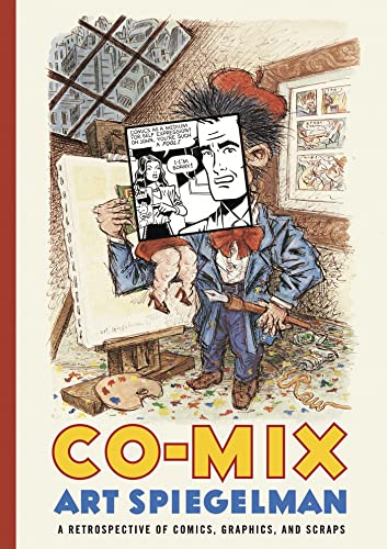 Book cover featuring Art Spiegelman’s cartoon self with comics and art supplies.