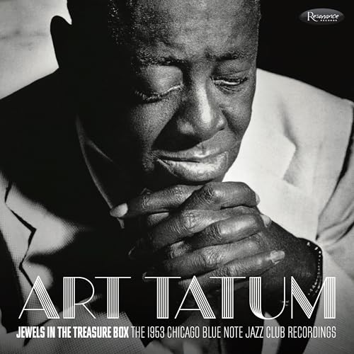 Black and white portrait of jazz pianist Art Tatum, CD cover.