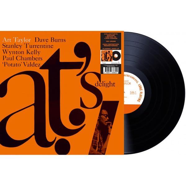 Vinyl record for Art Taylor’s “A.T.’s Delight” with orange cover art.