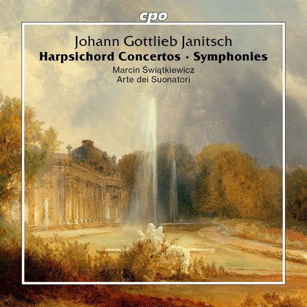 CD cover: Baroque garden scene with fountain, text details composer Janitsch.