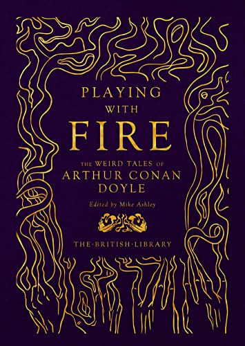 Book cover with gold line art on purple background, titled Playing with Fire.