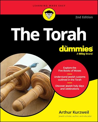 Book cover: "The Torah For Dummies," featuring Torah scroll handles.