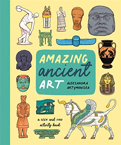 Book cover featuring colorful illustrations of ancient sculptures and artifacts.