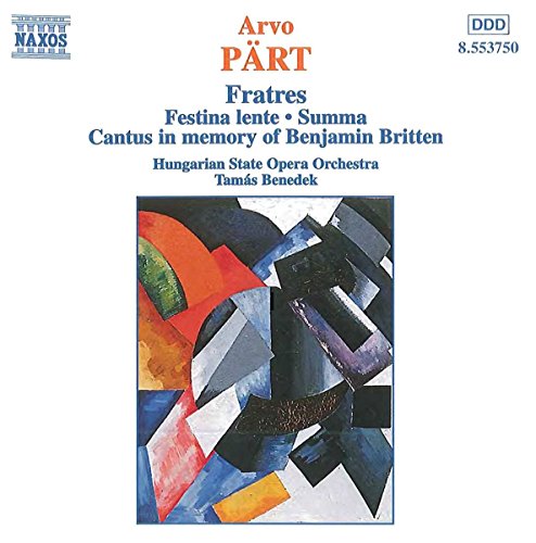 CD cover for Arvo Pärt’s “Fratres” with abstract geometric artwork.