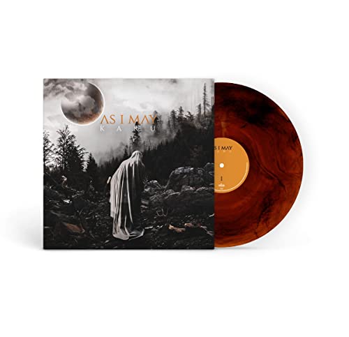 Vinyl record of "Karu" by As I May, with red and black marble effect.
