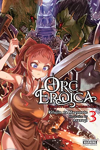 Light novel cover: woman with sword facing two large orc heads.