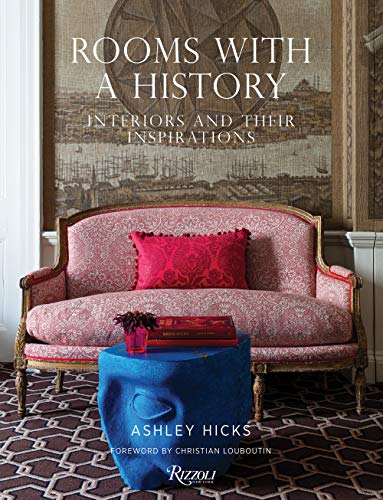 Book cover featuring a pink sofa, blue table, and historical mural.