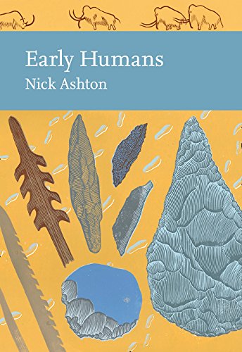 Book cover: "Early Humans" with illustrations of stone tools and mammoths.